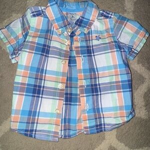 Carter's Blue and Orange Plaid Button Down Shirt